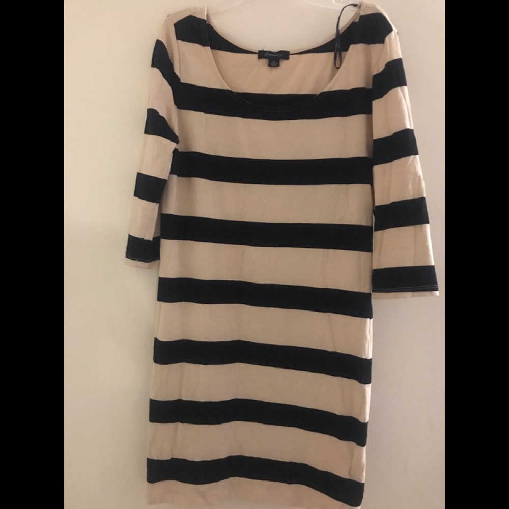 Tan and Black Stripped Mini Dress